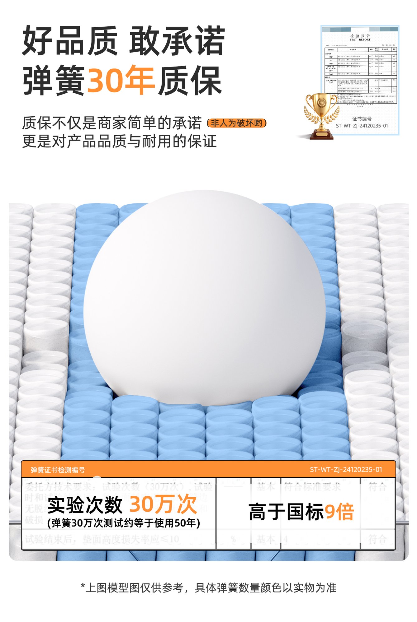 龙凤床垫七区独立袋装弹簧分区示意